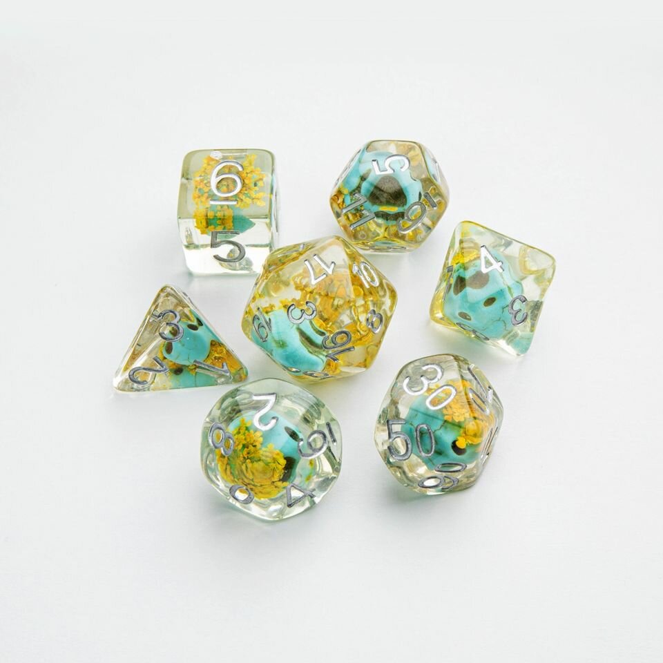 Gamegenic Dice - Embraced Green Skull RPG Dice Set 7pcs